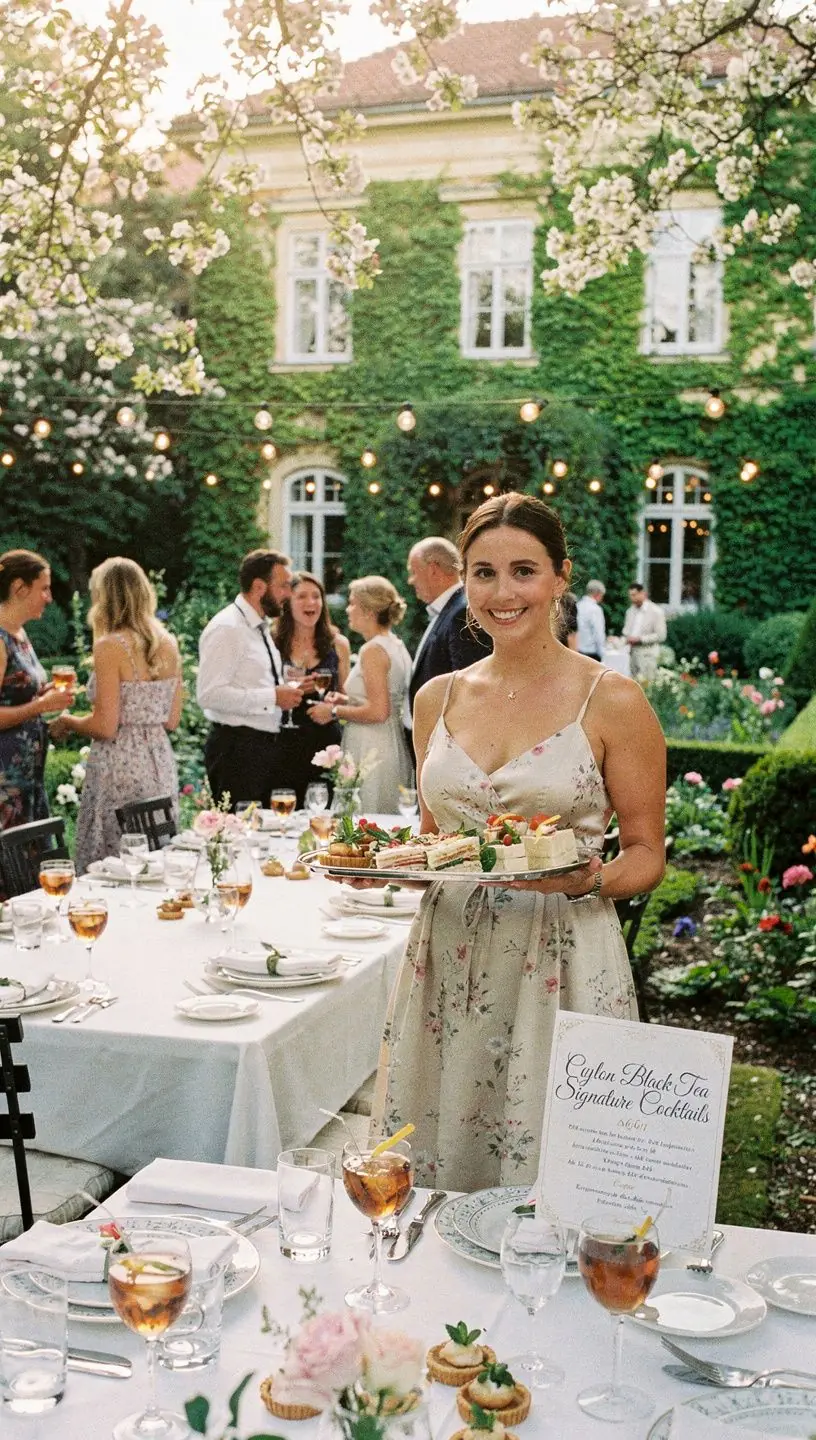 Tea szertartás, ahol a Ceylon fekete tea ízét élvezik